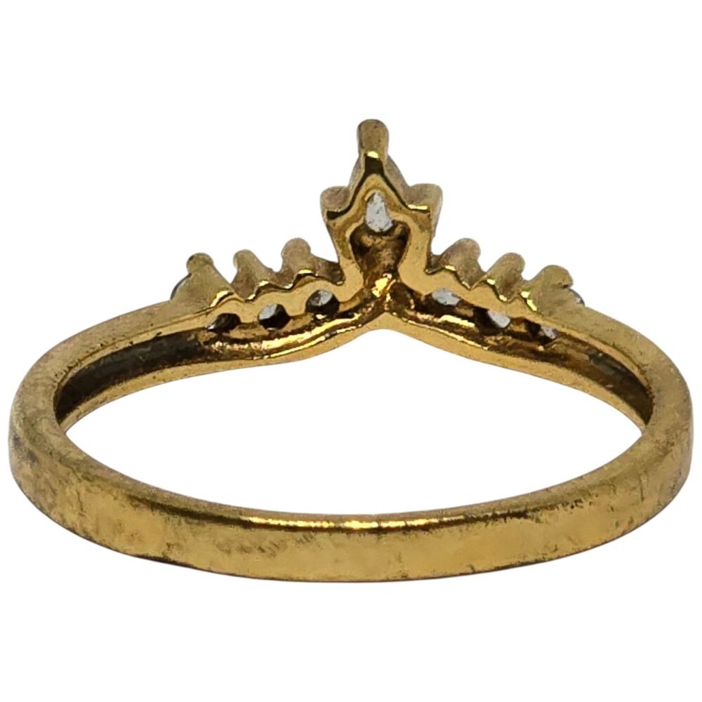 Vintage Gold Tone CZ Cluster Tiara Ring – Faux Diamond Marquise & Round Stones - Picture 4 of 8